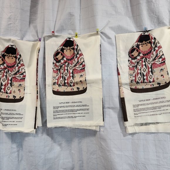 "Little Deer" Indian Doll Southwestern Brown Colors Craft Fabric Panels "3" - Picture 12 of 12